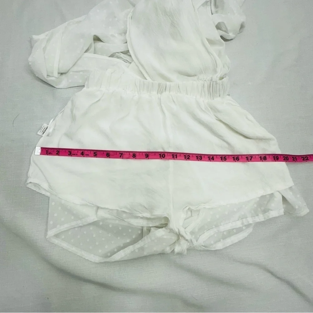 Showpo Size 2 California Sunset White Swiss Dot Criss Cross Back Playsuit